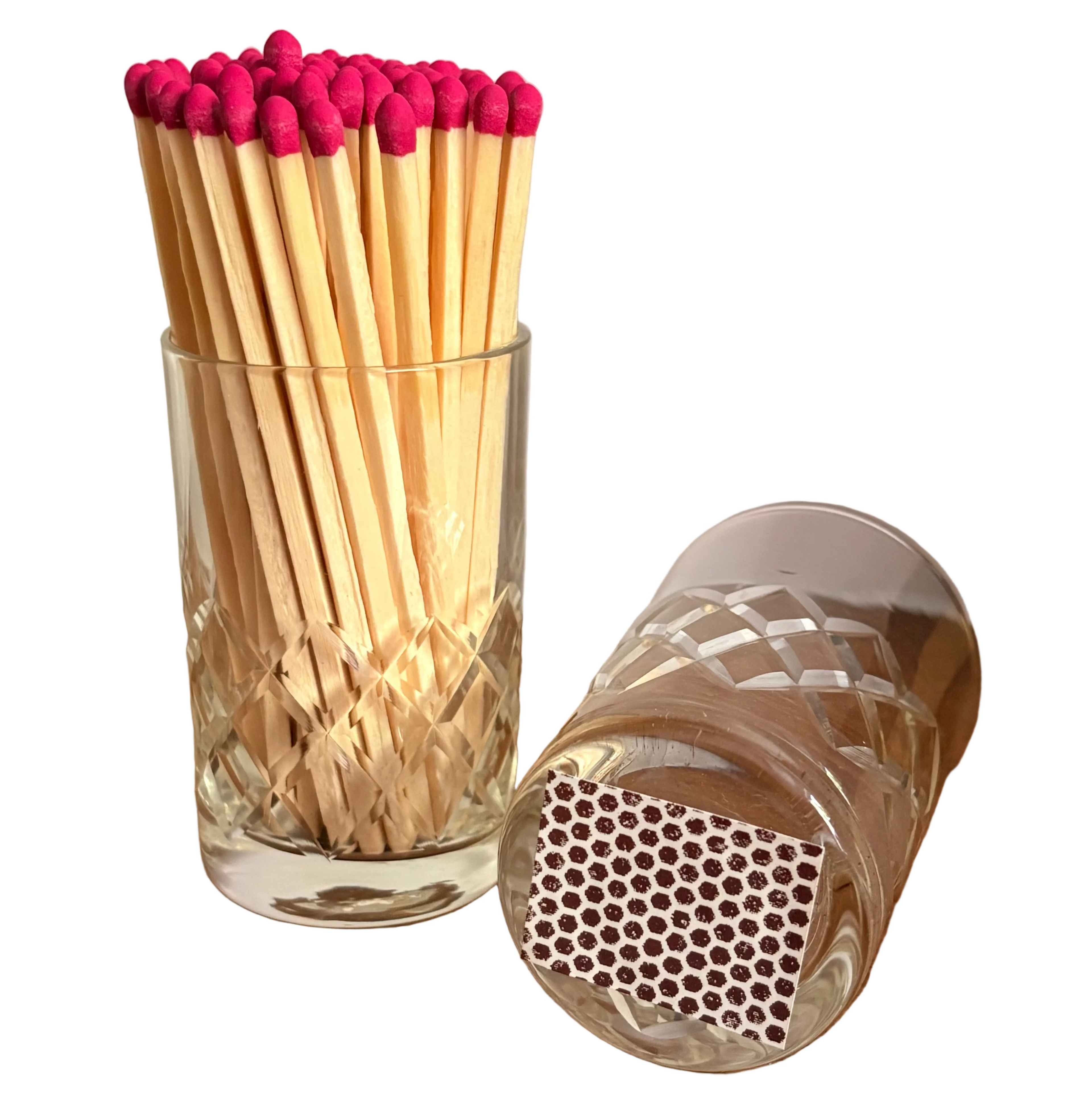 Porta-fósforos em vidro lapidado clássico